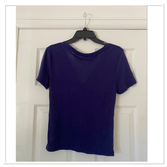 Women’s Short Sleeve V-Neck Linen T-Shirt a. new day - Picture 3 of 3